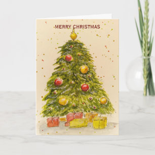 Merry and blessed Christmas watercolor Christmas   Holiday Card