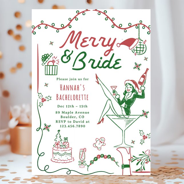 Merry And Bride Christmas Bachelorette & Itinerary Invitation (Creator Uploaded)