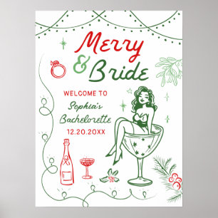 Merry And Bride Christmas Bachelorette Poster