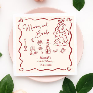 Merry and Bride Whimsical Holiday Bridal Shower Napkin