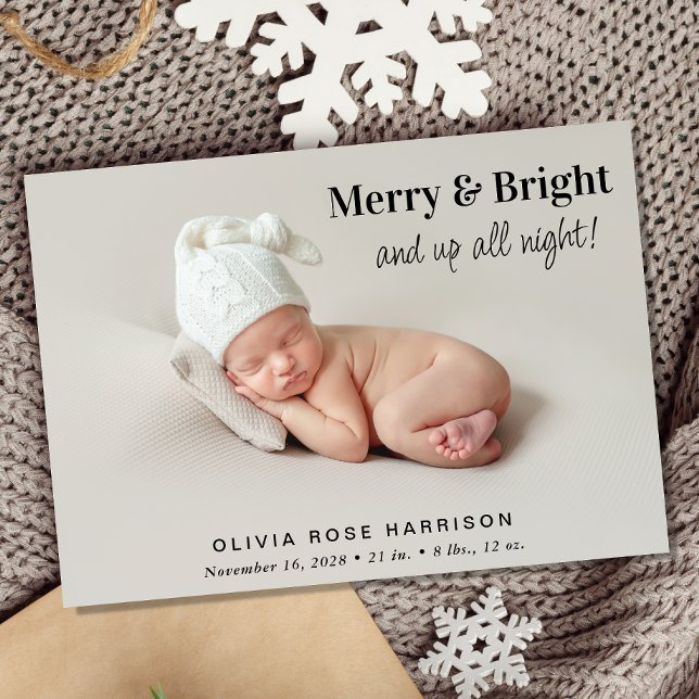 Merry And Bright 4 Photo Christmas Birth Announcement (A fun and unique way to introduce family and friends to your baby this holiday season)