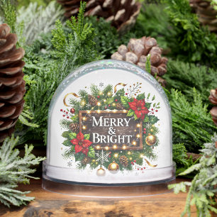 Merry and Bright add message photo year name Snowglobe