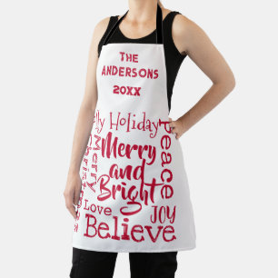 Merry and Bright and Other Christmas Sayings Red Apron