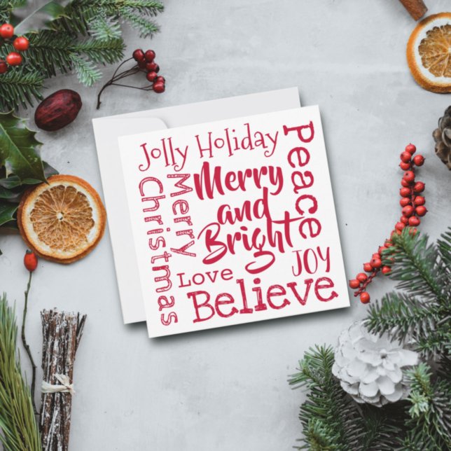 Merry and Bright and Other Merry Christmas Sayings Holiday Card (Creator Uploaded)