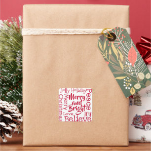 Merry and Bright and Other Merry Christmas Sayings Square Sticker