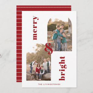 Merry and Bright Arches Red and White 2 Photo Holiday Card