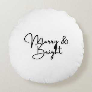 Merry and Bright Black Amsterdam Four Minimalist T Round Cushion