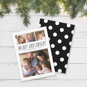 Merry and Bright Black & White Photo Holiday Card