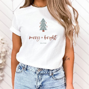 Merry and Bright   Boho Christmas Tree T-Shirt