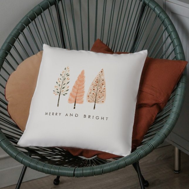 Merry And Bright Boho Minimalist Christmas Tree Cushion (Creator Uploaded)