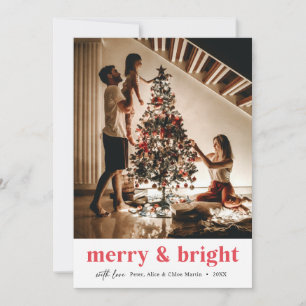 Merry and Bright Boho Vintage Style Christmas Holiday Card