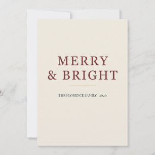 Merry and Bright Bold Type Flat Holiday Card