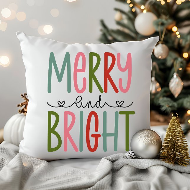 Merry and Bright Bright Colours Christmas Decor Cushion (Creator Uploaded)