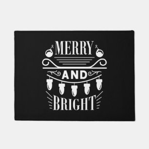 Merry And Bright Bulb Light Xmas Holiday Christmas Doormat