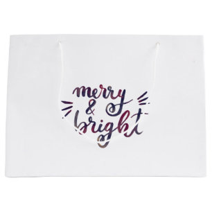 Merry and bright - burgundy large gift bag