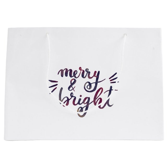 Merry and bright - burgundy large gift bag (Front)