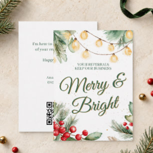 Merry and Bright Business Referral Christmas Card