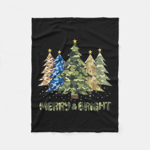 Merry And Bright Camo Christmas Tree Merry Christm Fleece Blanket