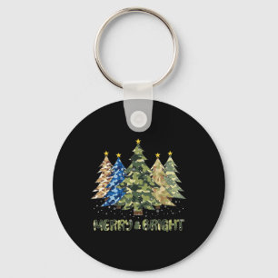 Merry And Bright Camo Christmas Tree Merry Christm Key Ring