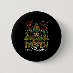 Merry And Bright Camo Deer Hunting Hunter Christma 6 Cm Round Badge
