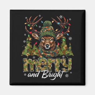 Merry And Bright Camo Deer Hunting Hunter Christma Magnet
