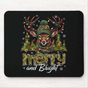 Merry And Bright Camo Deer Hunting Hunter Christma Mouse Pad