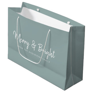 Merry and Bright | Casual Script Calligraphy Large Gift Bag