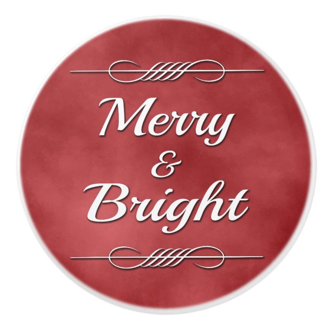 Merry and Bright Ceramic Knob (Front)