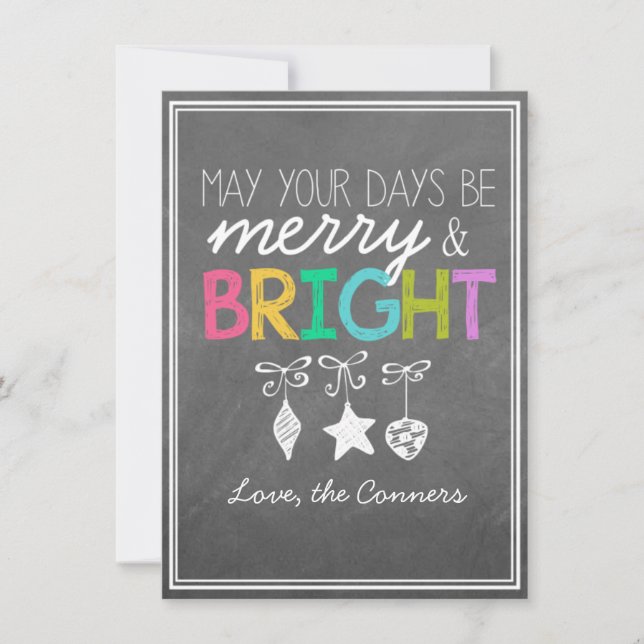 Merry and Bright Chalkboard Greeting Card (Front)