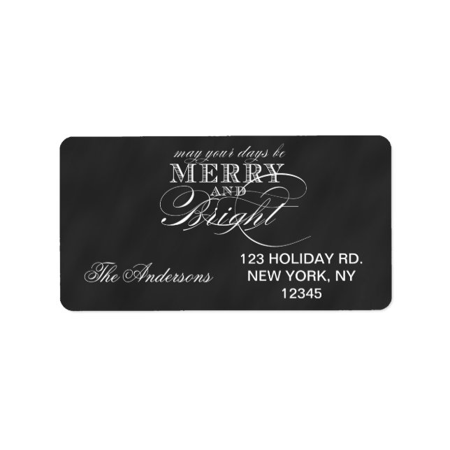 MERRY AND BRIGHT CHALKBOARD HOLIDAY LABEL (Front)