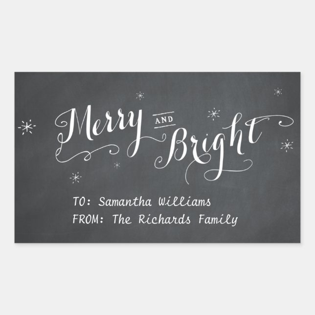 Merry and Bright - Chalkboard Stickers (Front)