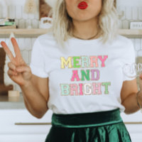Merry And Bright Chenille Patch Letter Christmas