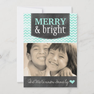 Merry and Bright Chevron Christmas Photo Cards