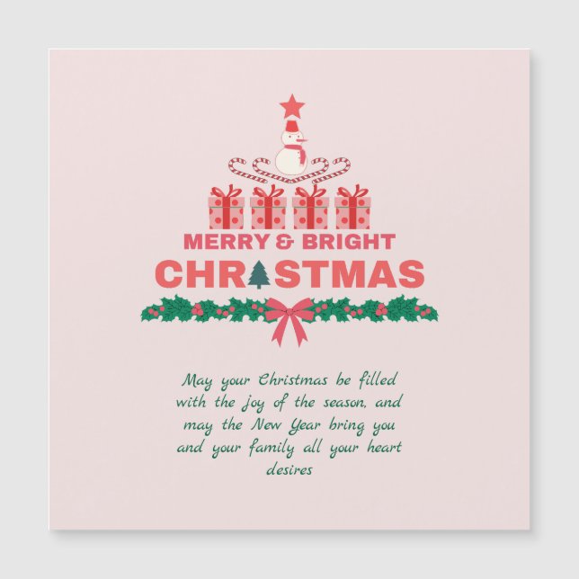Merry And Bright Christmas 2023 Elegant Red Pink (Front)