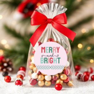 Merry and Bright Christmas Classic Round Sticker
