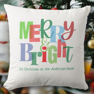 Merry and Bright Christmas Cushion