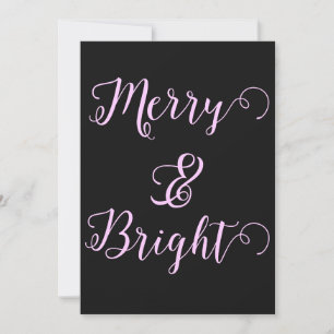 Merry and Bright Christmas Ebony Black Holiday Card
