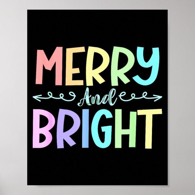 Merry And Bright Christmas Family Pajamas Matching Poster (Front)