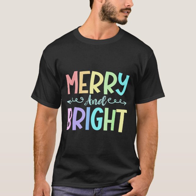 Merry And Bright Christmas Family Pajamas Matching T-Shirt (Front)