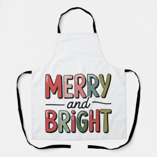 Merry And Bright Christmas Family Xmas Holiday Apron