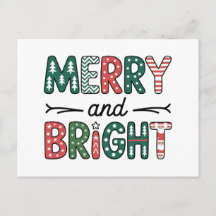 Merry And Bright Christmas Family Xmas Holiday Postcard