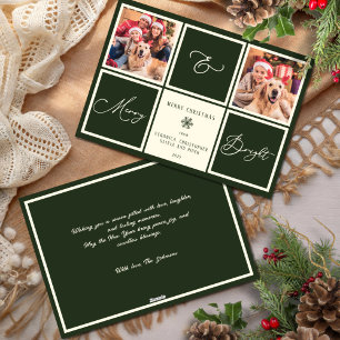 Merry And Bright Christmas Forest Green 2 Photo Holiday Card