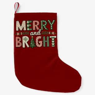 Merry And Bright Christmas Funny Snowflake Holiday Small Christmas Stocking