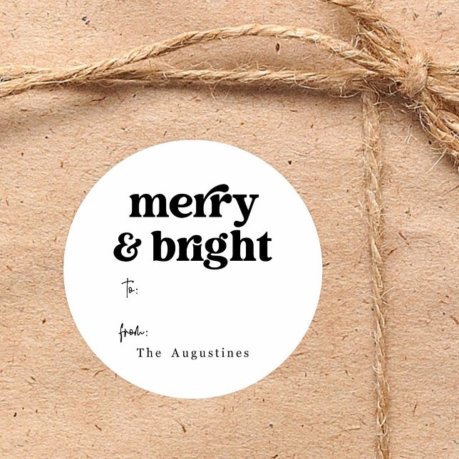 Merry and Bright Christmas Gift / Favour Classic Round Sticker (Creator Uploaded)
