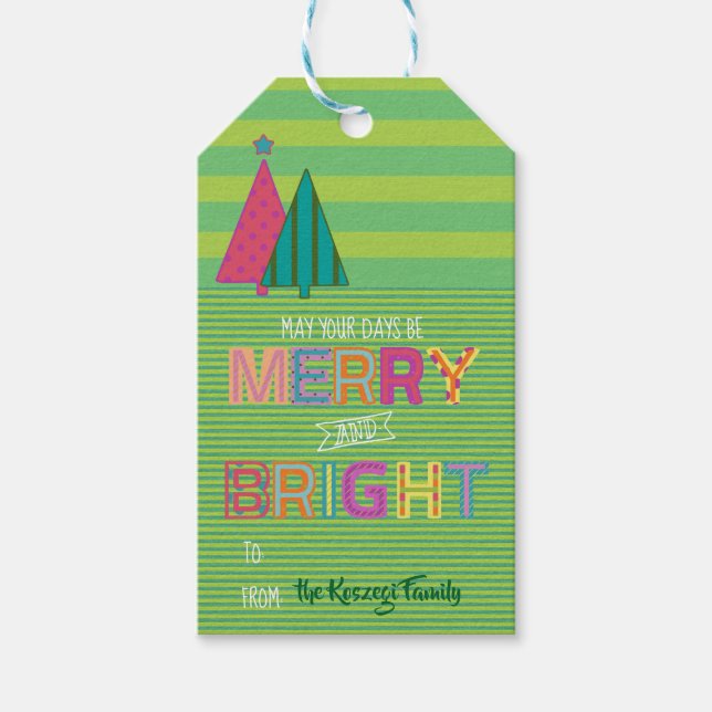 Merry and bright Christmas gift tags (Front)