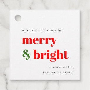 Merry and Bright Christmas Gift Tags red & green