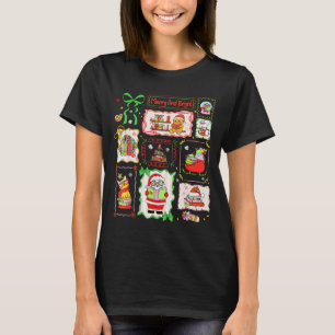 Merry And Bright Christmas Gingerbread Santa Book T-Shirt