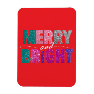 Merry and Bright Christmas Glitter Shirt Magnet
