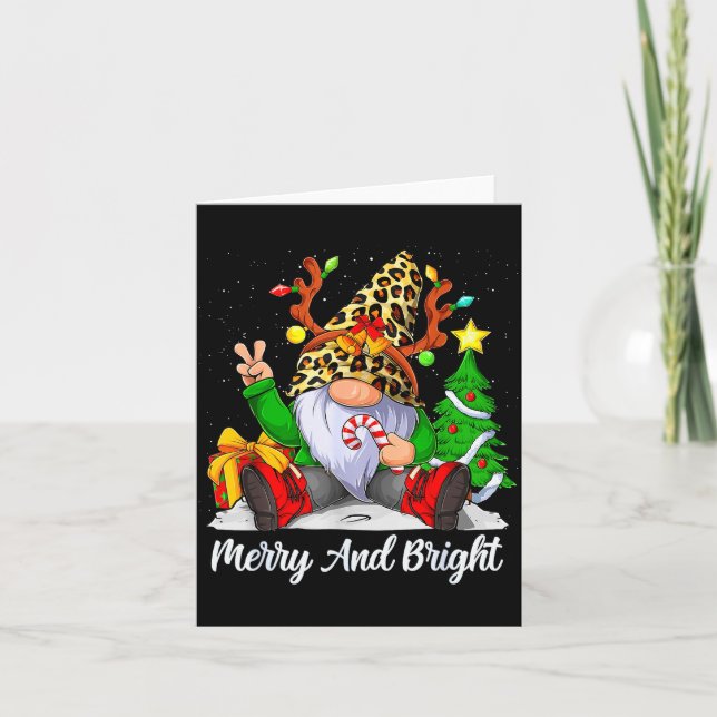 Merry And Bright Christmas Gnome Family Pajamas Ma Card (Front)