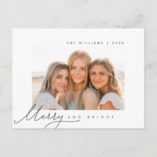 Merry and Bright, Christmas Greeting, Family Photo Postcard